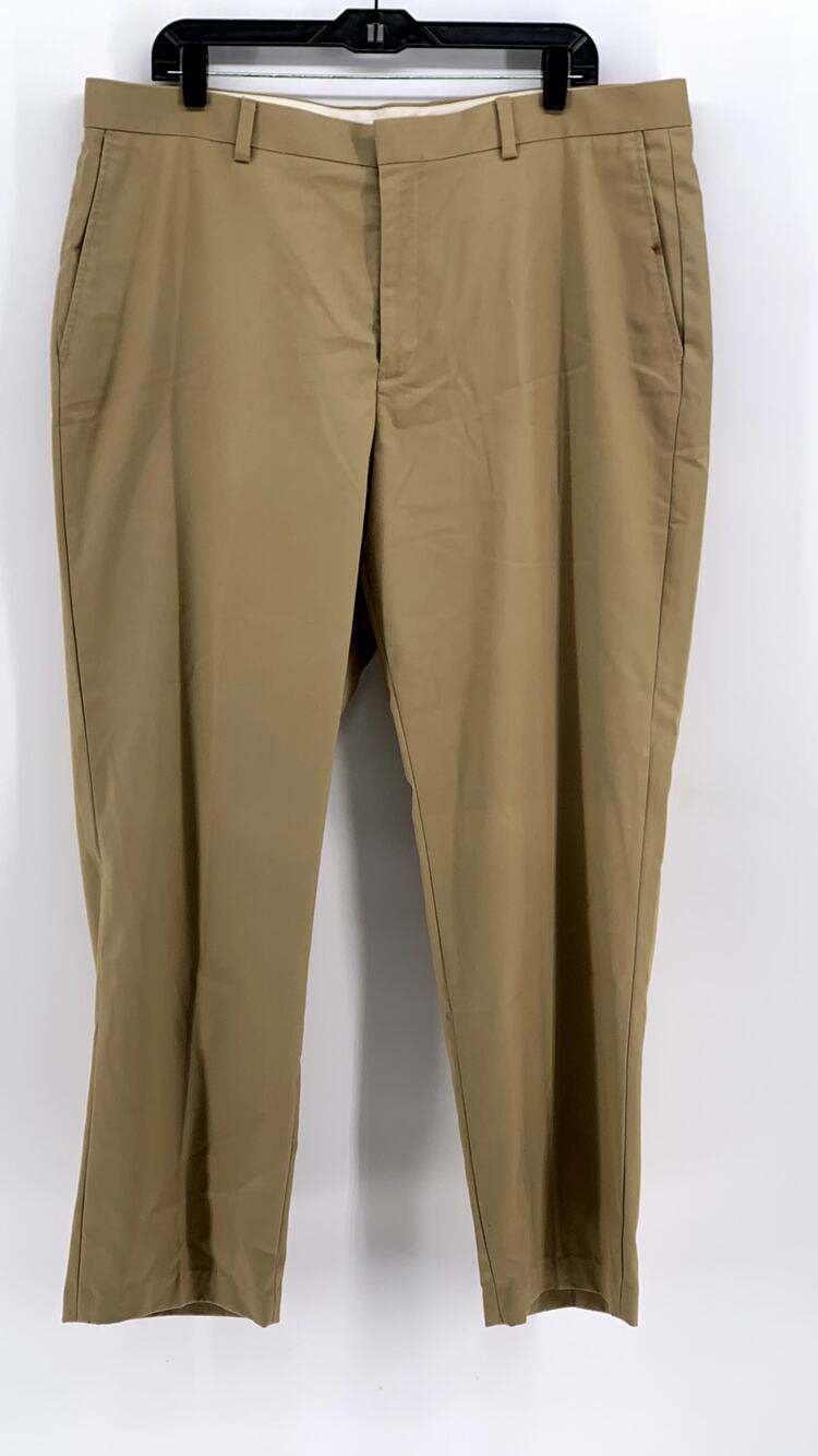 ALAN FLUSSER Men's Tan Solid Regular-Fit Straight Leg Pants SZ 38X30